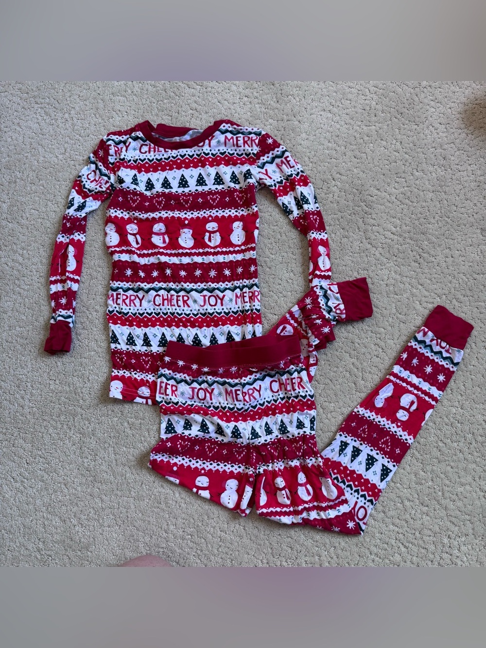 Little Sleepies Christmas 2 Piece Pajamas Long Sleeve Pants Bamboo Size 7/8